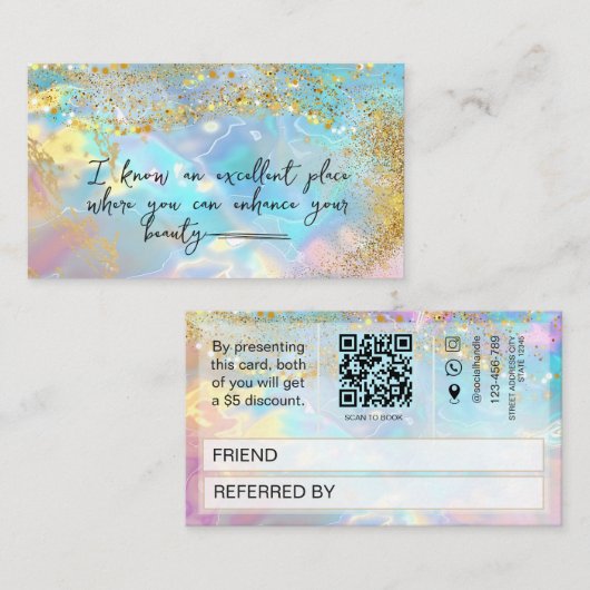 Référencement Carte de parrainage holographique avec code Qr de (Devant / Derrière)