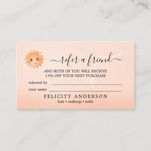 Référencement Carte de parrainage Logo Code QR Peach Beauty (Devant)