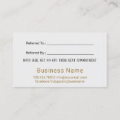 Référencement Carte de parrainage | Maquillage Artiste Typograph (Dos)