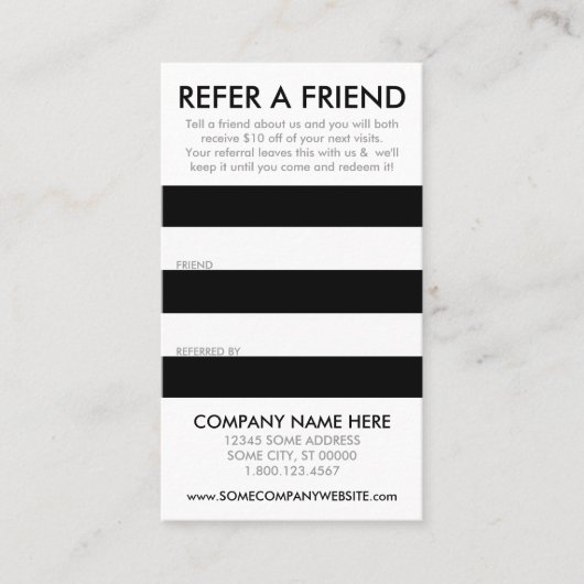 Référencement carte de parrainage rayée (Devant)