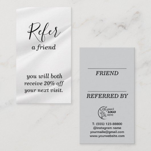 Référencement Carte de recommandation (Devant / Derrière)