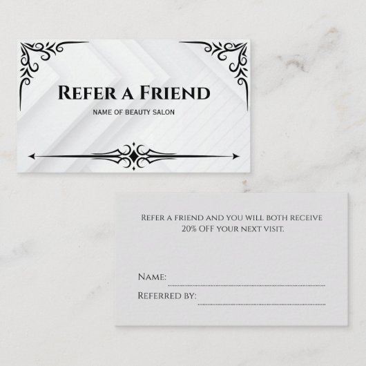 Référencement Carte de recommandation (Devant / Derrière)