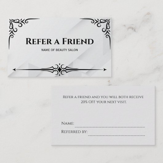 Référencement Carte de recommandation (Devant / Derrière)