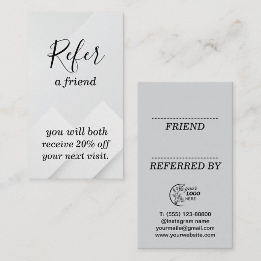 Référencement Carte de recommandation (Devant / Derrière)