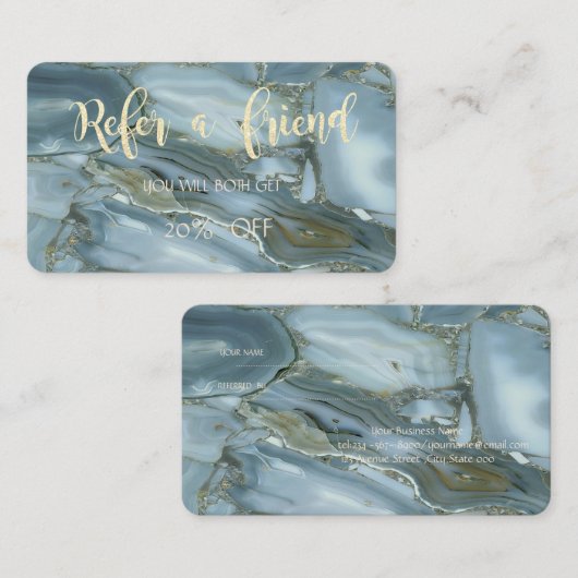 Référencement Carte de recommandation à texture de marbre modern (Devant / Derrière)