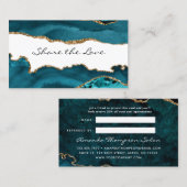 Référencement Carte de recommandation Agate Turquoise et Or (Devant / Derrière)