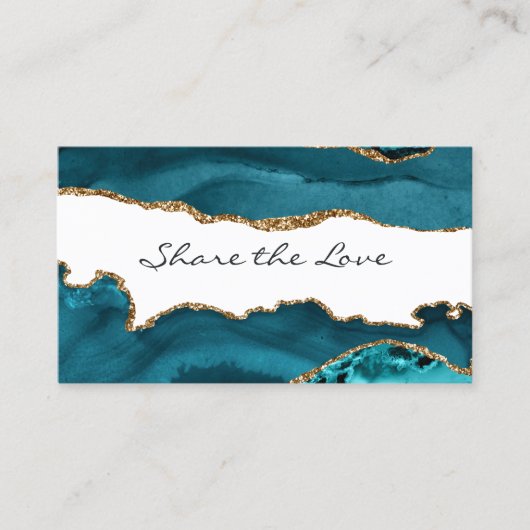 Référencement Carte de recommandation Agate Turquoise et Or (Devant)