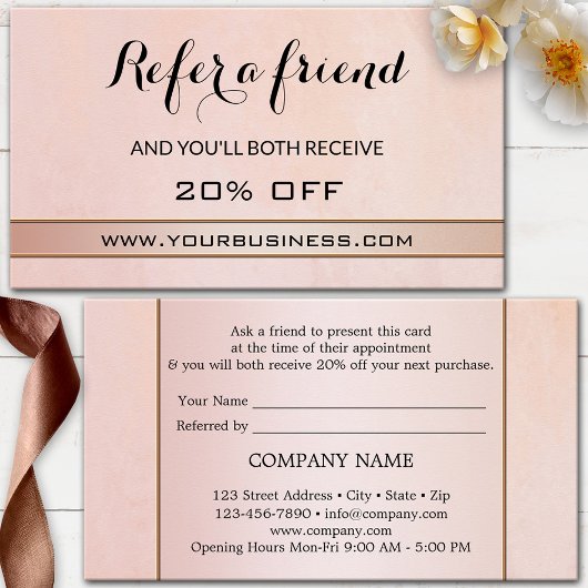 Référencement Carte de recommandation Blush Rose Gold