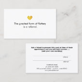 Référencement Carte de recommandation client blanc Coeur Or mou (Devant / Derrière)