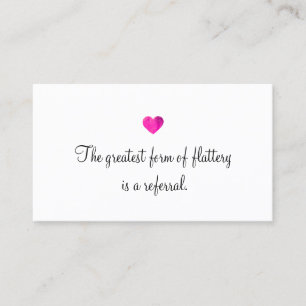 Référencement Carte de recommandation client Cute Faux Pink Foil