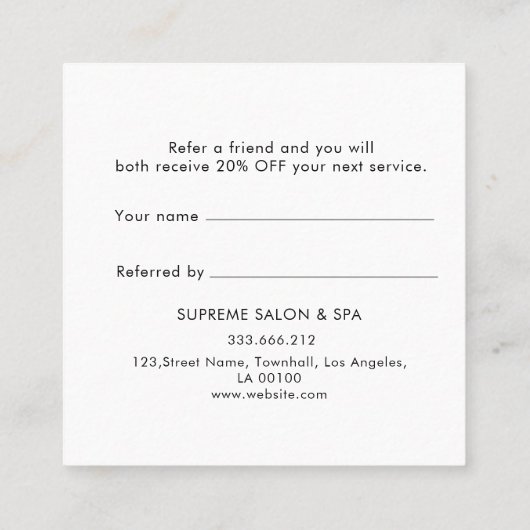 Référencement Carte de recommandation de fidélité client rose bl (Dos)