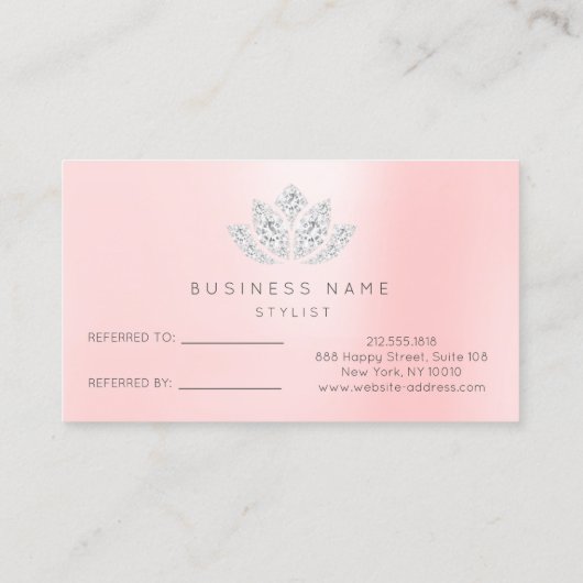 Référencement Carte de recommandation de salon Silver Pink VIP D (Dos)
