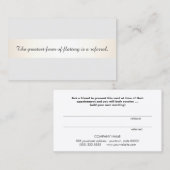 Référencement Carte de recommandation du client (Devant / Derrière)