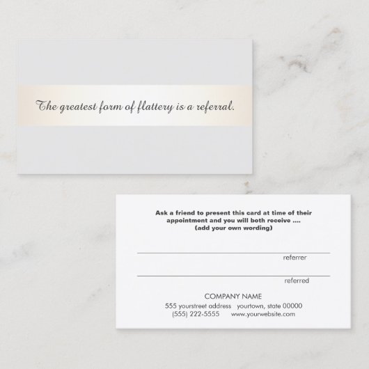 Référencement Carte de recommandation du client (Devant / Derrière)