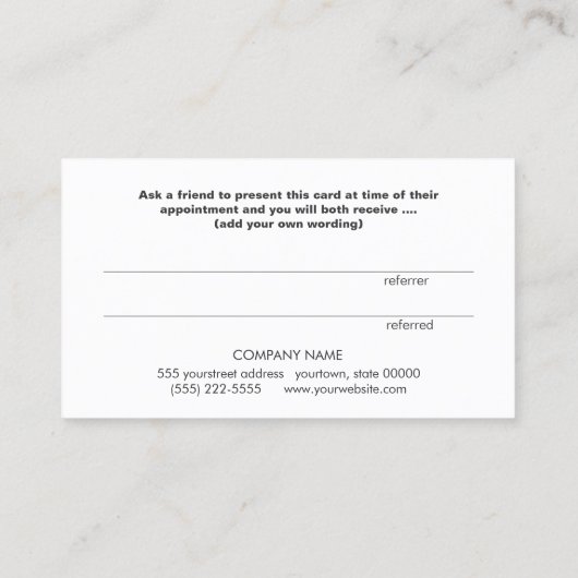 Référencement Carte de recommandation du client (Dos)
