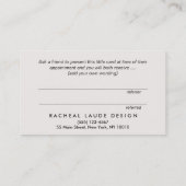 Référencement Carte de recommandation du client Monogramme d'ois (Dos)