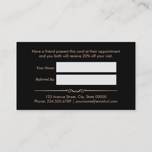 Référencement Carte de recommandation du salon de beauté tendanc (Dos)