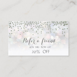Référencement Carte de recommandation Elegant Bokeh Silver Diamo