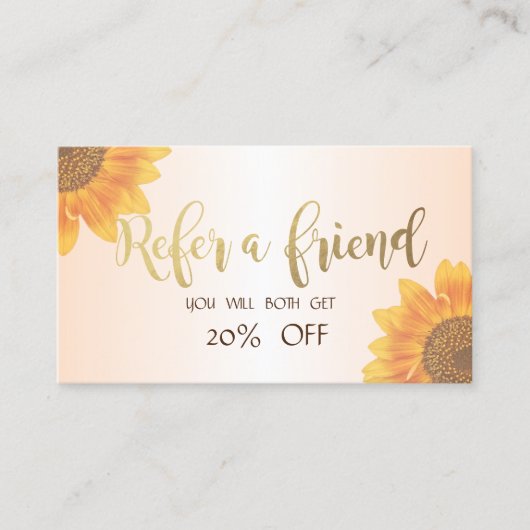 Référencement Carte de recommandation Elegant Modern Sunflowers (Devant)