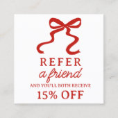 Référencement Carte de recommandation élégante à nœud rouge carr (Devant)