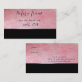 Référencement Carte de recommandation élégante et chic noire et (Devant / Derrière)