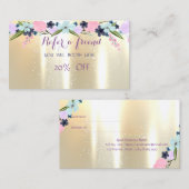 Référencement Carte de recommandation Élégante et Stylée, Fleurs (Devant / Derrière)