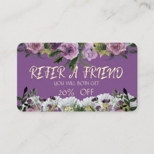 Référencement Carte de recommandation florale aquarelle moderne (Devant)