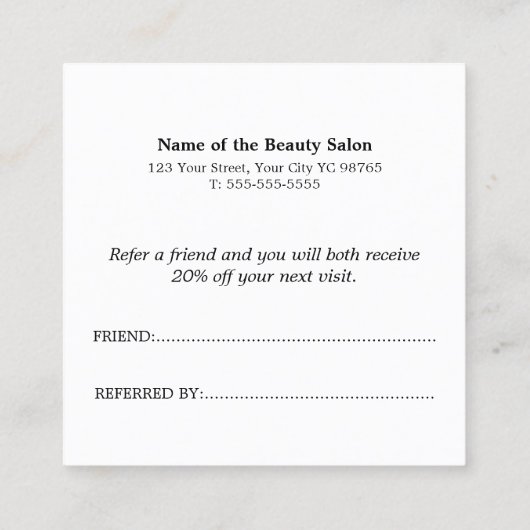 Référencement Carte de recommandation jaune simple et élégante (Dos)