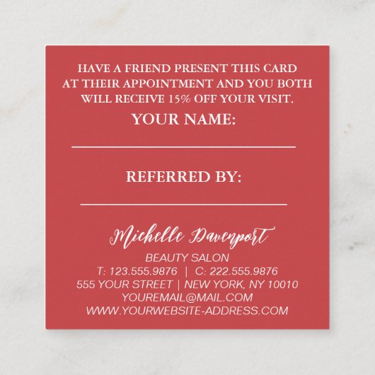 Référencement Carte de recommandation pour les amis de vente aut (Dos)