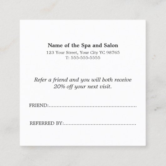 Référencement Carte de recommandation pour massothérapeute moder (Dos)