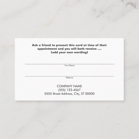 Référencement Carte de recommandation Professionnel Entrepreneur (Dos)