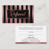 Référencement Carte de recommandation rayée verticale or rose et (Devant / Derrière)