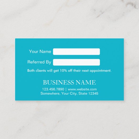 Référencement Carte de recommandation Red Heart Modern Turquoise (Dos)