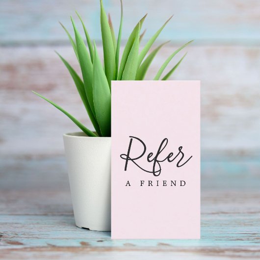 Référencement Carte de recommandation simple élégante rose blanc