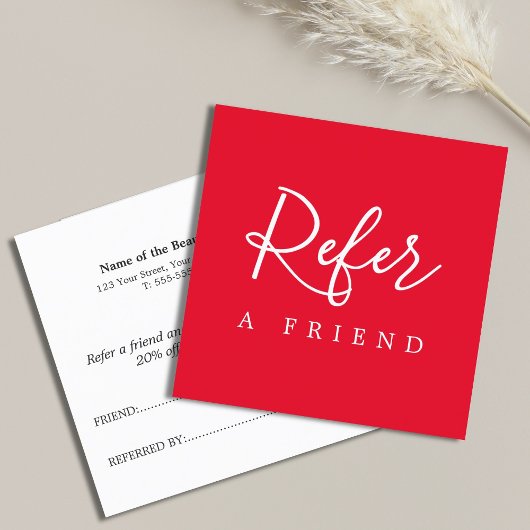 Référencement Carte de recommandation simple élégante rouge et b