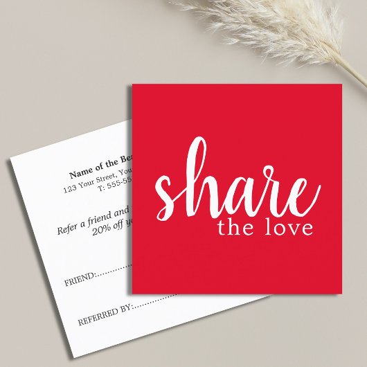 Référencement Carte de recommandation simple élégante rouge et b