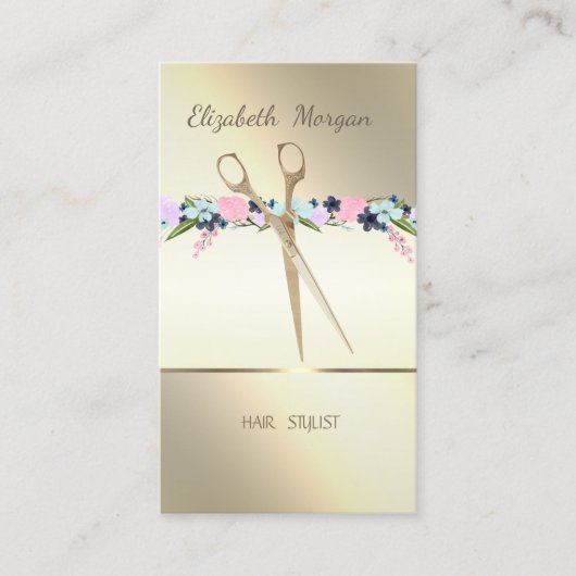 Référencement Carte de Rendez-vous Élégante, Rayures, Ciseaux, F (Devant)