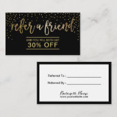 Référencement Carte de renvoi | Confetti moderne noir & or (Devant / Derrière)