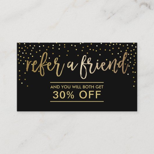 Référencement Carte de renvoi | Confetti moderne noir & or (Devant)