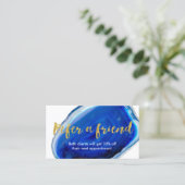 Référencement Carte de renvoi Moderne Agate Bleu Pierre Or Scrip (Debout devant)