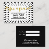 Référencement Carte de renvoi | Script Gold Dots moderne (Devant / Derrière)