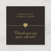 Référencement Elégant Black Faux Gold Beauty Salon Carte de réfé (Devant)