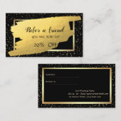 Référencement Elégant Confetti Or, Brosse Stroke Carte de référe (Devant / Derrière)