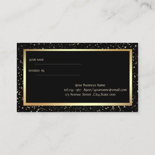 Référencement Elégant Confetti Or, Brosse Stroke Carte de référe (Dos)