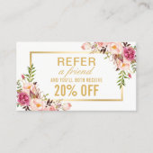 Référencement Elégant Floral Gold Beauty Salon Carte de référenc (Devant)