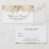 Référencement Elégant Gold & White Paisley Lace Carte de référen (Devant / Derrière)