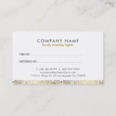 Référencement Elégant Gold & White Paisley Lace Carte de référen (Dos)