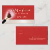 Référencement Elégant moderne, Rouge, Brosse de maquillage Carte (Devant / Derrière)