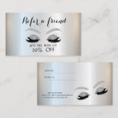 Référencement Elégant Parties scintillant Argent Lashes Carte de (Devant / Derrière)