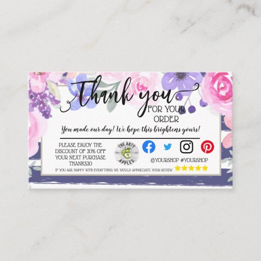 Référencement Merci d'affaires pour votre carte marketing de com (Devant)